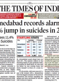 Ahmedabad records alarming 30% jump in suicides in 2012